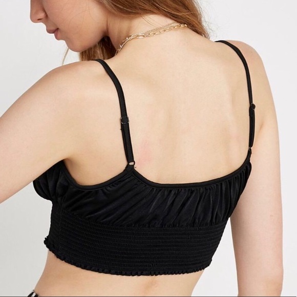 Black satin smocked bustier top - Picture 2 of 4